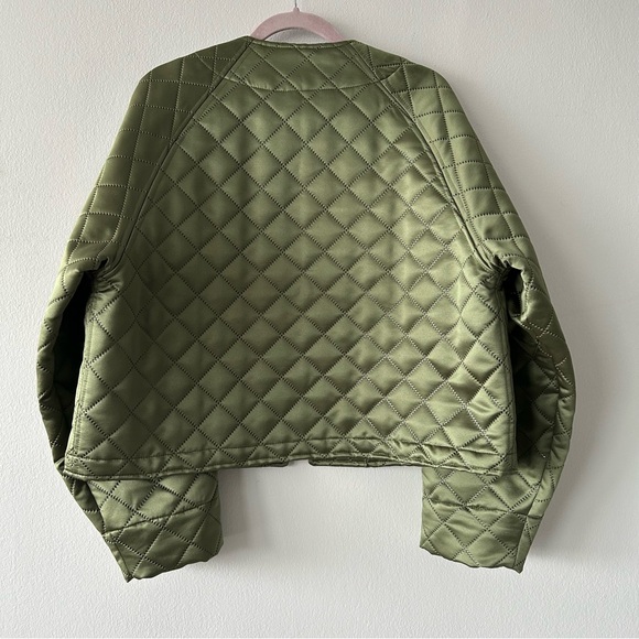 Horses Atelier Quilted Jacket in Green Satin - Picture 5 of 12